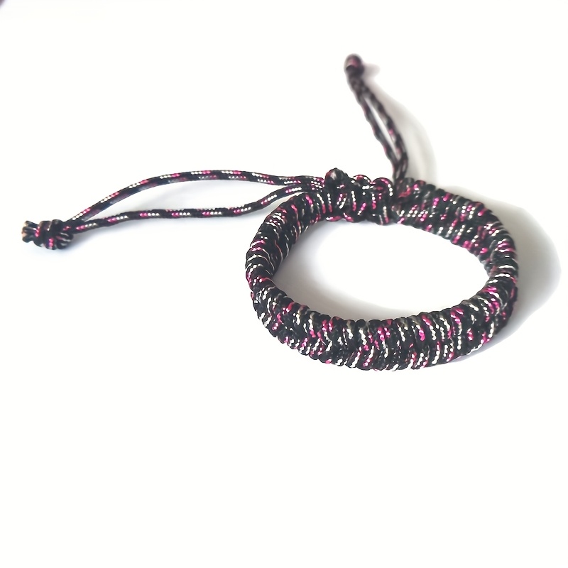 Adjustable Braided Nylon Rope Bracelet Colorful Striped Camping Accessory